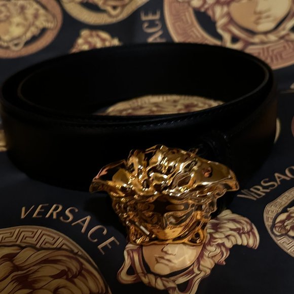 Versace Palazzo Belt Medusa Head Gold Authentic